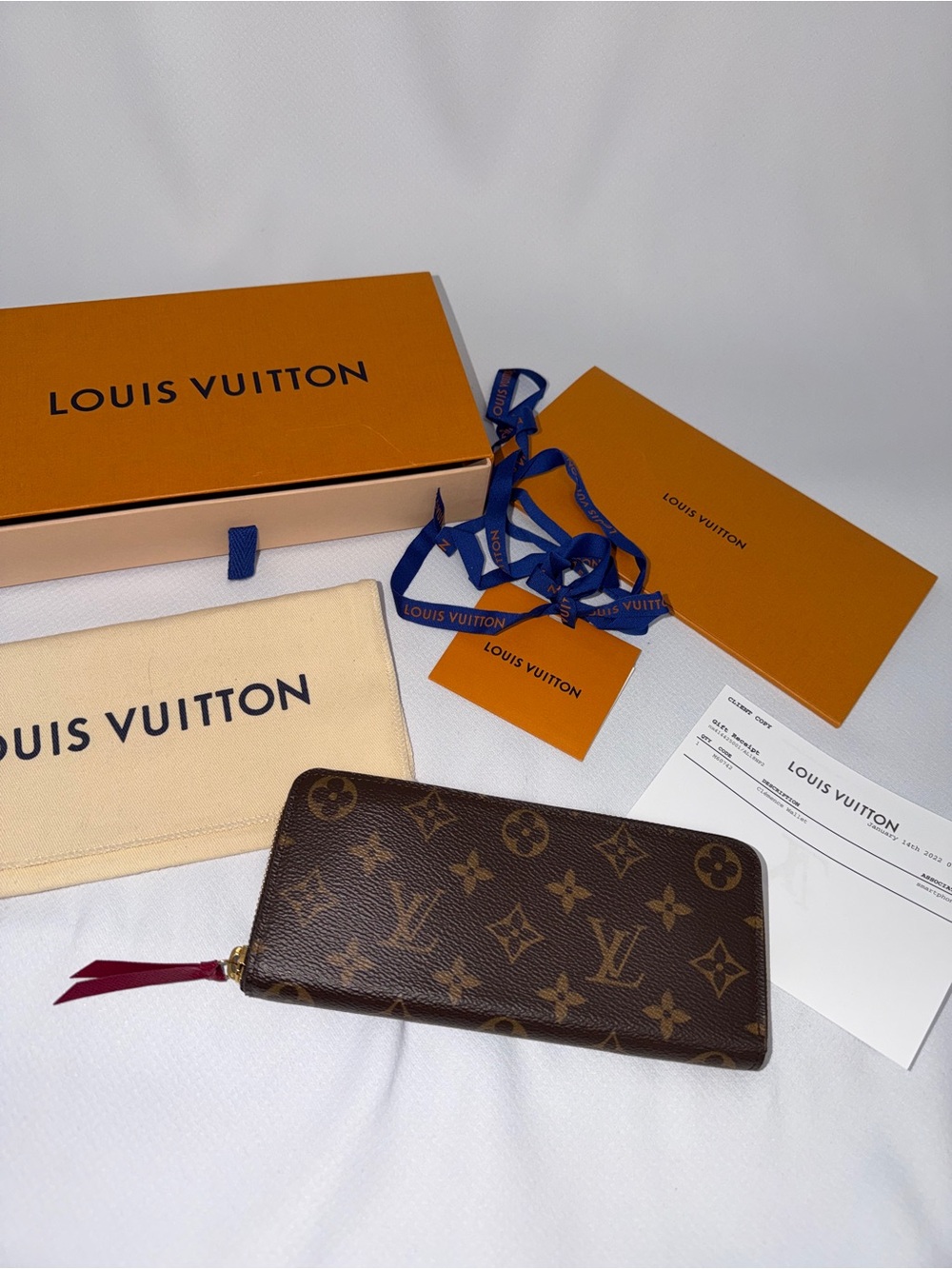 Louis Vuitton Clemence Monogram Zip Wallet in Burgundy